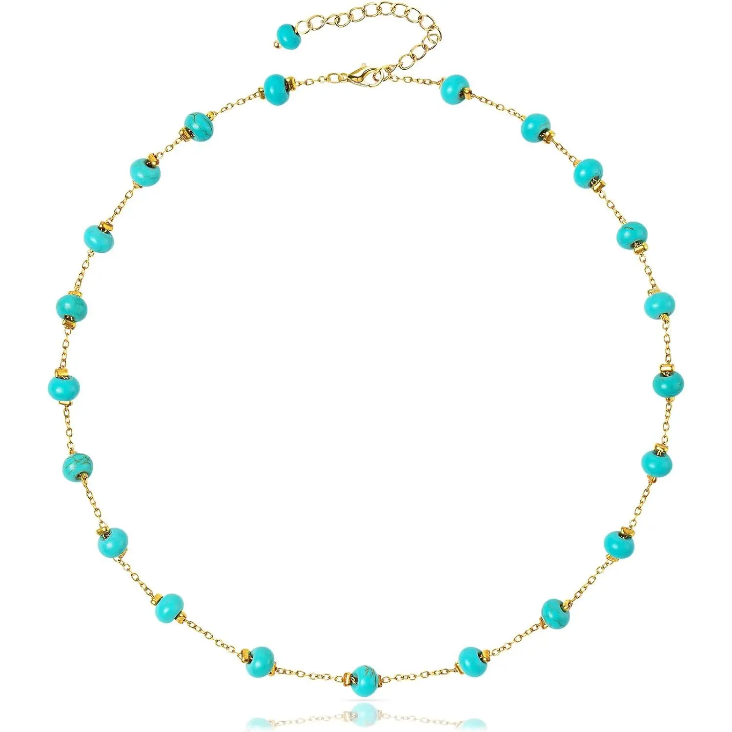 Beaded Gemstone Necklace for Women: Boho Bead Choker Natural Stone Necklaces - Handmade Jewelry for Summer Beach