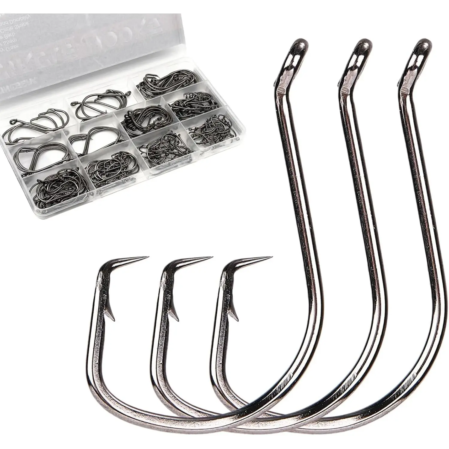 170 count Octopus Circle Hooks for Catfish Fishing, 9 Sizes  | Offset Circle Design, Barbed, Sturdy Catfish Hooks, Freshwater & Saltwater, 1#-8/0 Sizes