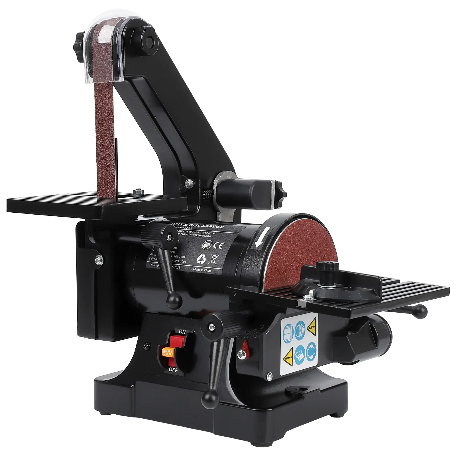Professional 1" x 30" Belt & 5" Disc Sander Combo - 2.1A Benchtop Electric Polisher for Woodworking, Metalworking, Knife Sharpening - Includes 6 x 80 Grit & 4 x 100 Grit Sanding Belts