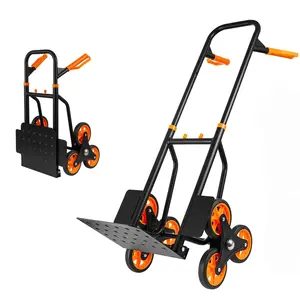 FathersdaygiftGarvee Stair Climbing Dolly with 440 LBS Capacity, 6-Wheel Design, Telescoping Handle, and 2-in-1 Folding Hand Truck for Easy Stair Transport
