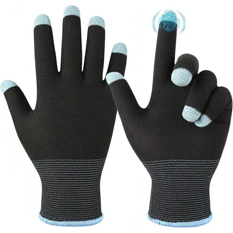 Touchscreen Gaming Gloves Men Women, Full Finger Sweat Gamer Gloves with Conductive Fingertips, Breathable Lightweight Gloves Gaming, Cycling, Driving, Work, Universal Fit (1 Pair)