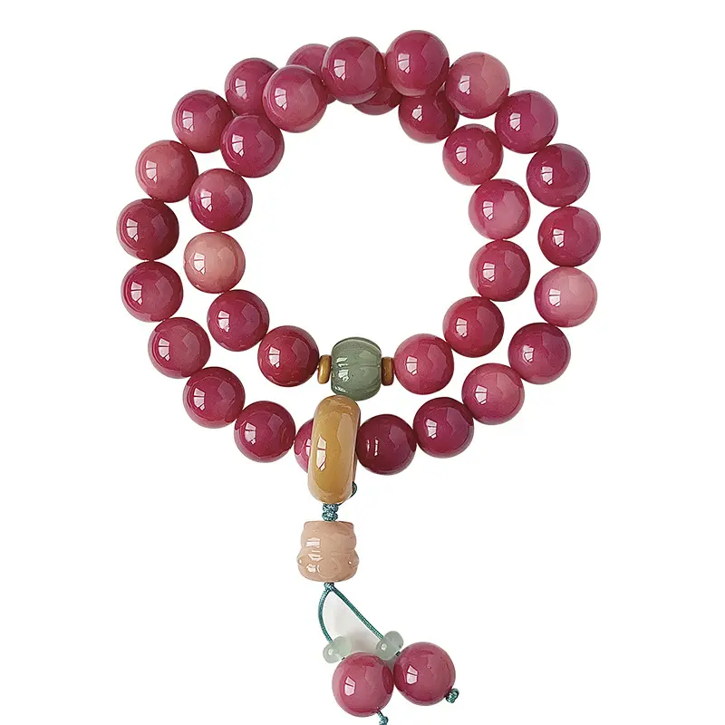 🍓Plum Gradient Bodhi Beads Double Wrap Bracelet✨Chinese Style Natural Wenwan Prayer Beads Buddha Bracelet Vintage Fashion Women Handheld Jewelry Gift
