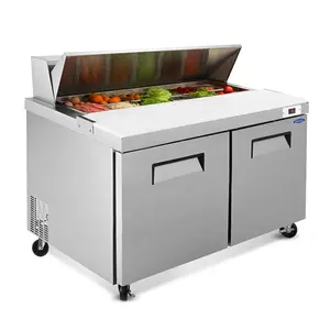 ARCH Orikool 60 Inch Commercial Sandwich Salad Prep Table Refrigerator with Butcher Block Cutting Board, Protection Lid, Cold Storage, ETL Certified, Stainless Steel Workstation for Restaurant Kitchen Food Service, Living Room Table for Sofa Side