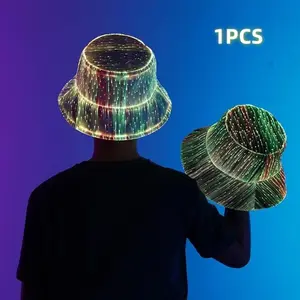 New Cool Glowing Fisherman Hat, Fashion Tech Fiber Optic Flashing Hat, Trendy Stylish Gift, Perfect for Parties and Events