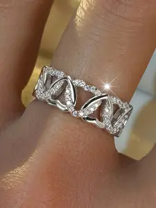 Elegant Heart Design Infinity Rings Synthetic Zirconia Inlay Dainty Stacking Rings Stackable Finger Rings for Women & Girls Delicate Jewelry Perfect for Engagement Weddings Party, Daily Wear Anniversary Gift