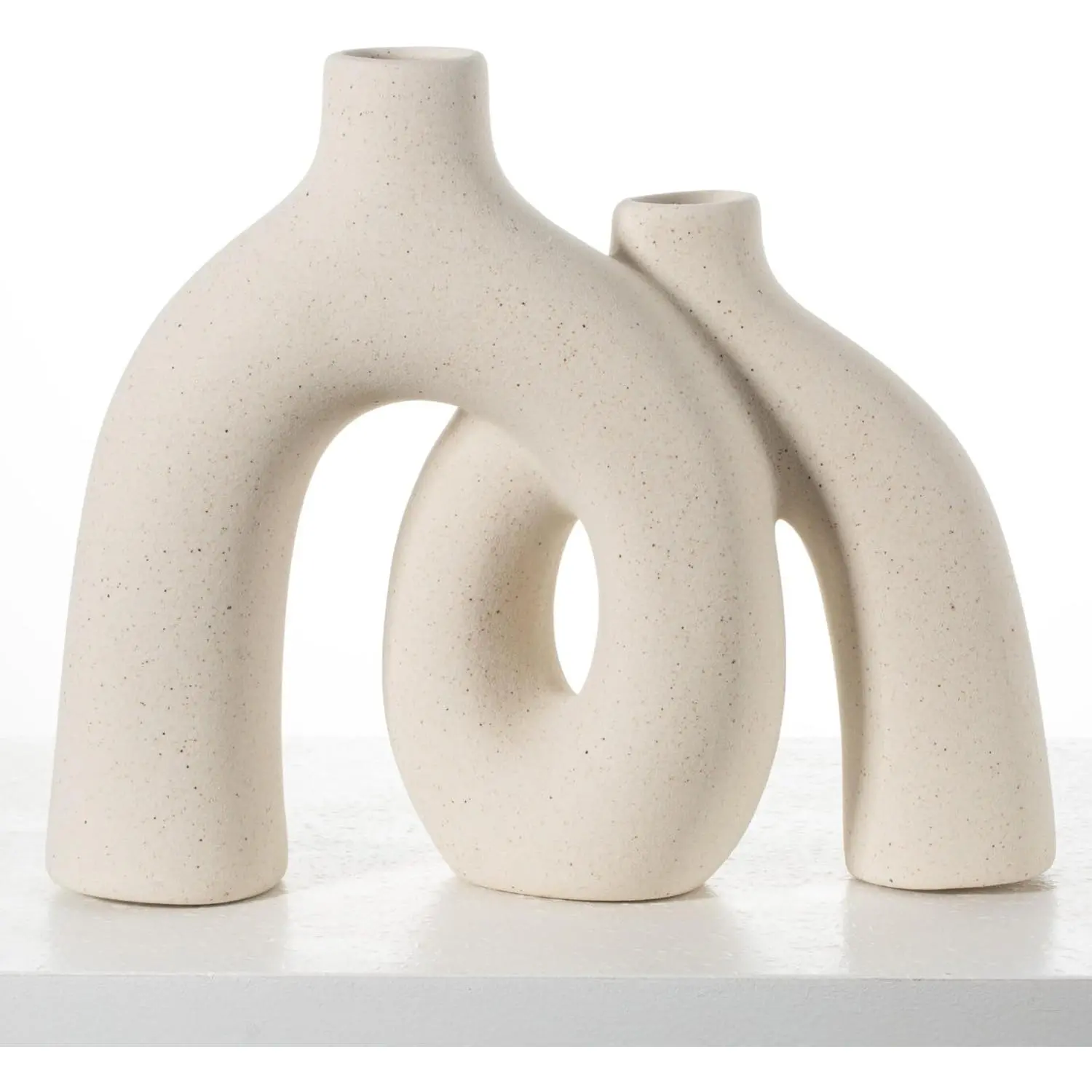 Modern Nordic Boho Vase Set - Elegant Beige Matte Ceramic Vase for Living Room, Bookshelf, Mantel, Entryway Table & Console Decor |   Home Decor Shelf Decorations Easter Gift