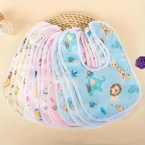 10-Piece Random Color Crystal Velvet U-Shaped Absorbent Drool Bib & Feeding Apron Set, Comfortable Summer Daily Outdoor Protective Accessories