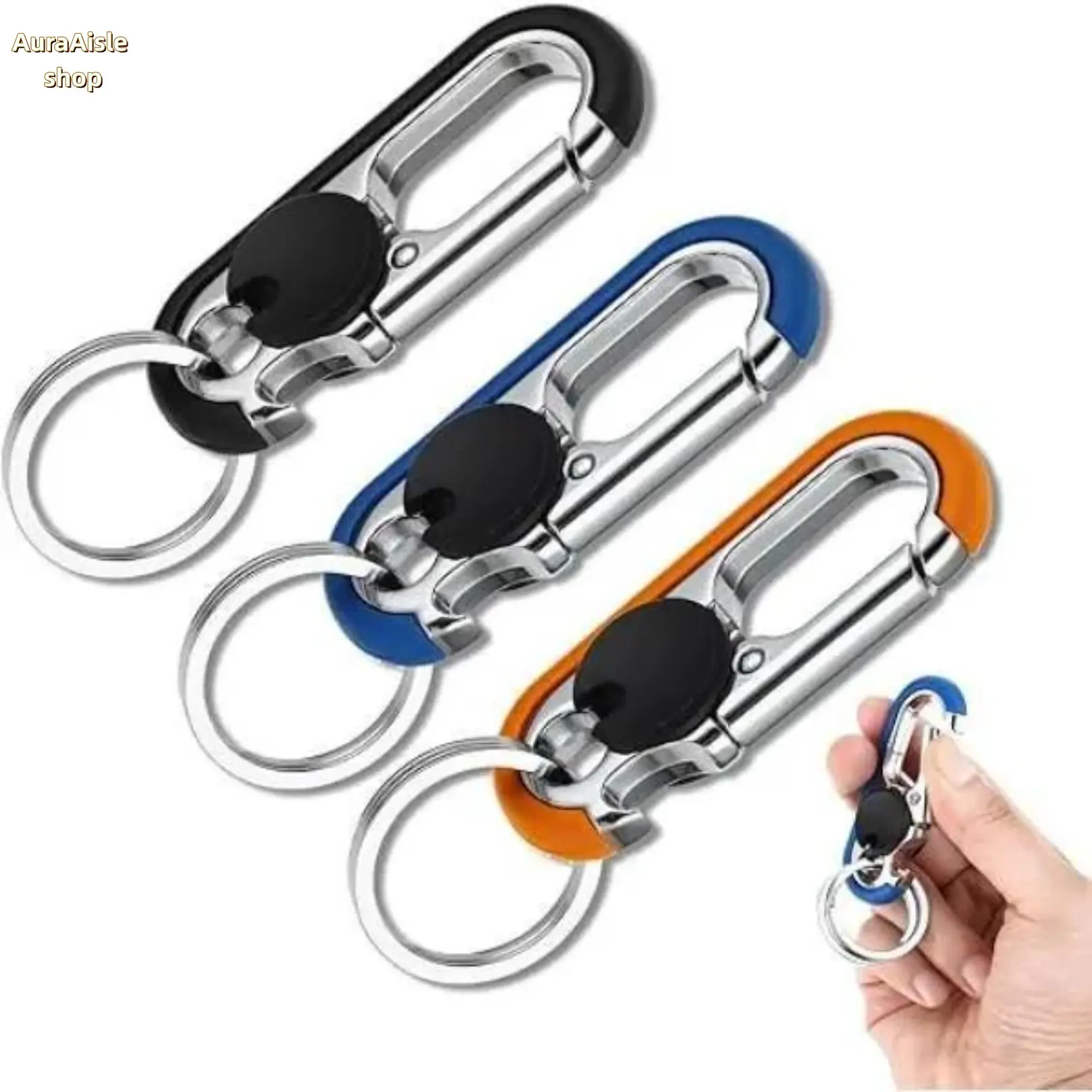 Stainless Steel Multifunctional Bottle Opener Keychain - Portable & Practical Compact Bottle Opener Attachment Keychains, Unisex Cars Accessories, Customizable Business Gift (Colors: Black, Blue, Orange), Everyday Carry Fashion Accessory