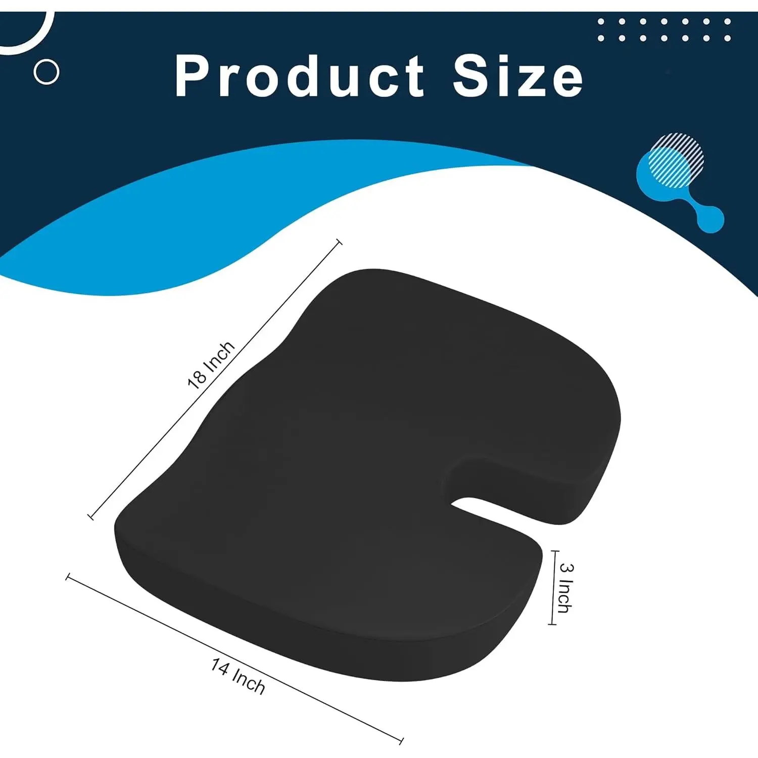 Memory Foam Cusion, Relief Pressure Seat Cusion for Office Chairs & Car Seat, Ergonomic Seat Cusion for Tailbone Pain Relief, Sciatica & Back