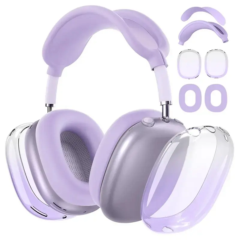 Gradient Transparent TPU Protective Case for AirPods Max, Clear Color‑Gradient Shockproof Headphone Cover