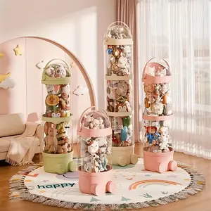 Multifunctional Transparent Doll and Stuffed Toy Storage Rack, Waterproof Round Toy Organizer, Perfect Home Solution for Christmas and New Year
