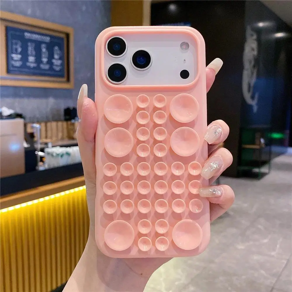 Suction Cup Phone Case for iPhone 15 14 13 Pro Max Soft Shockproof Hands-Free Grip Cover for Apple Iphone 17 16 Women Girl