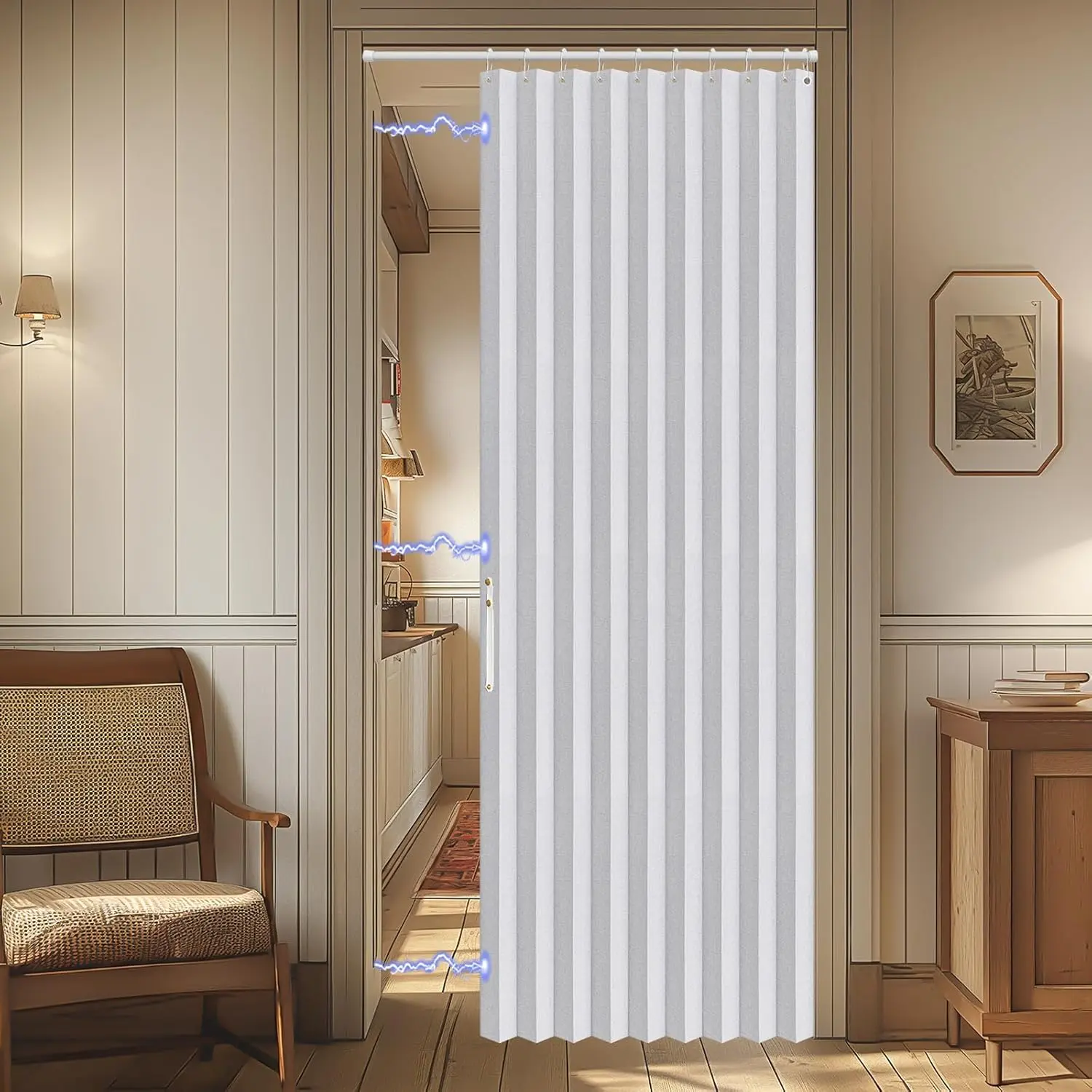 Blackout Accordion Doors Door Closet Door Invisible Applicable Bedroom Room Living Room Doorway (White 42" W x 78" L) 1 Panel