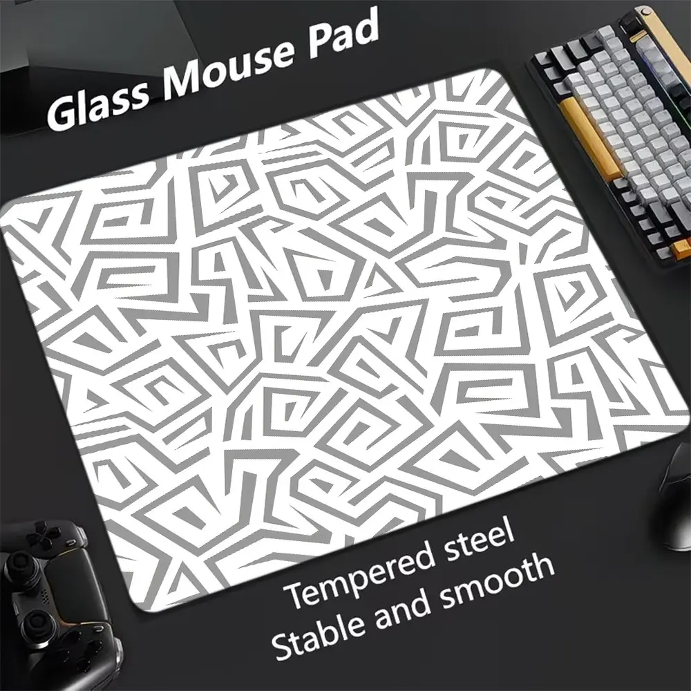 Geometric Glass Mouse Pad, Ultra-Smooth Tempered Glass, Large Size Gaming Mouse Pad, Ideal for Esports and Office Use