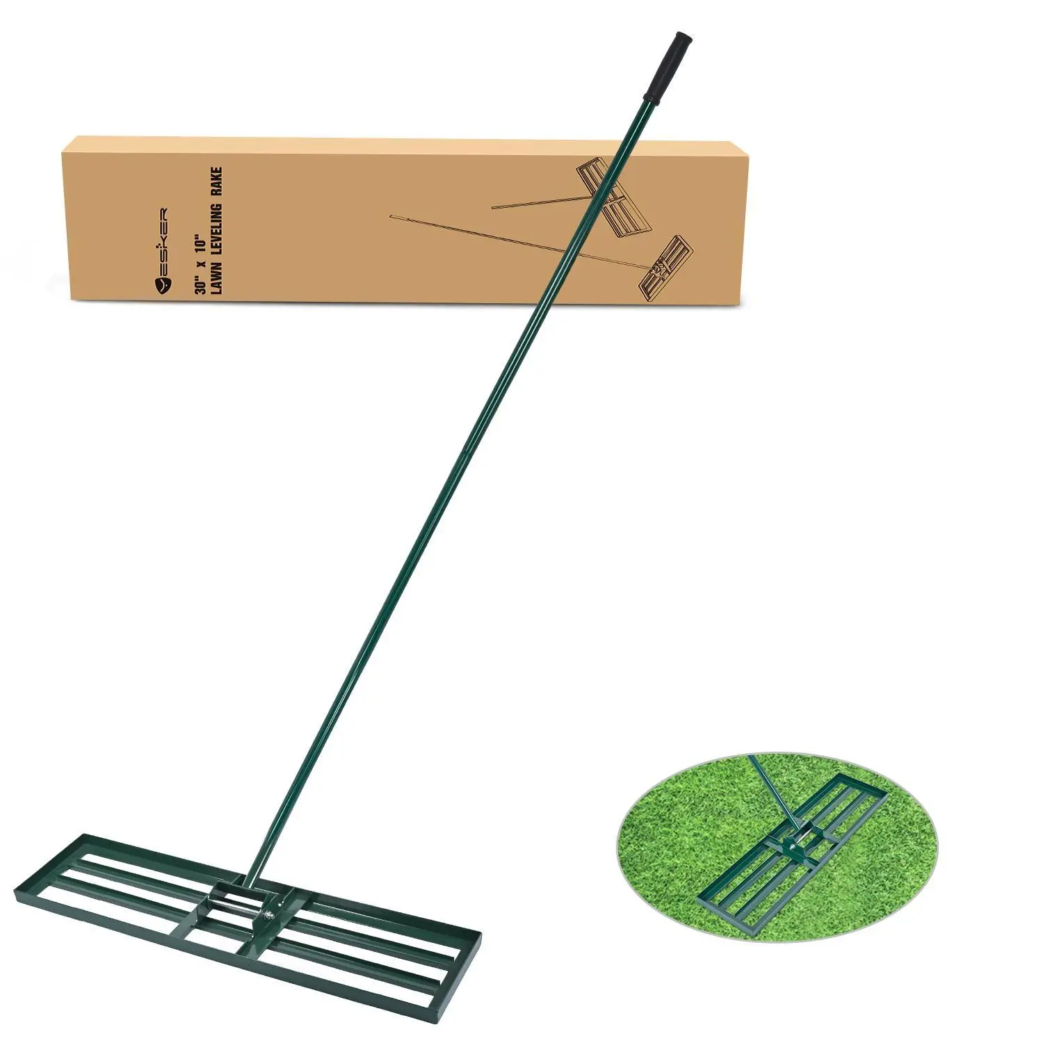 Yesker Lawn Leveling Rake 30 Inch for Soil Yard Leveling Rake with 30"x10" Ground Plate 72" Steel Handle Effort-Saving Heavy Duty Ground Leveler Tool for Backyard Garden Farm Golf Course Landscaping fathersdaygift