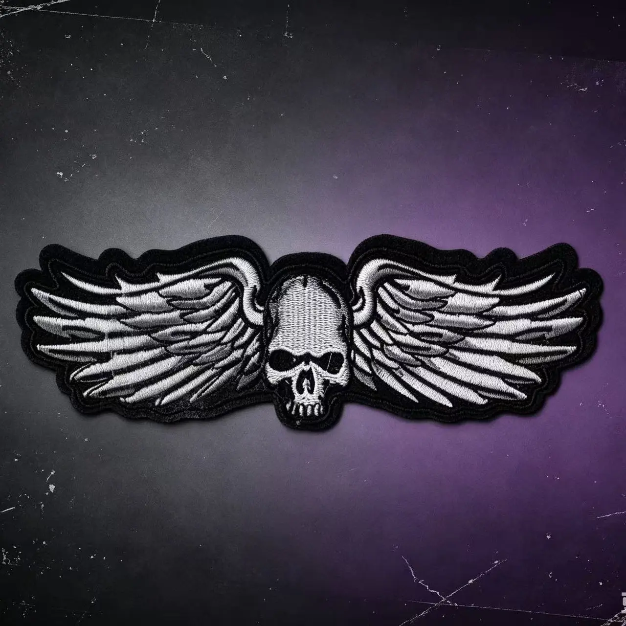 Halloween Theme Skull Wing Embroidery Patches - Iron-On Sew-On Fabric Appliqués - Durable, Fun Design for Jackets, Bags