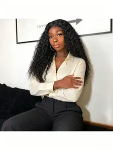 New Upgraded Glueless Black Human Hair Wig 4X4 HD Deep Wave Lace Closure 180 Density Pre-plucked Pre-cut Breathable Inner Mesh Silky Smooth Natural Shade Easy Wear For Beginners