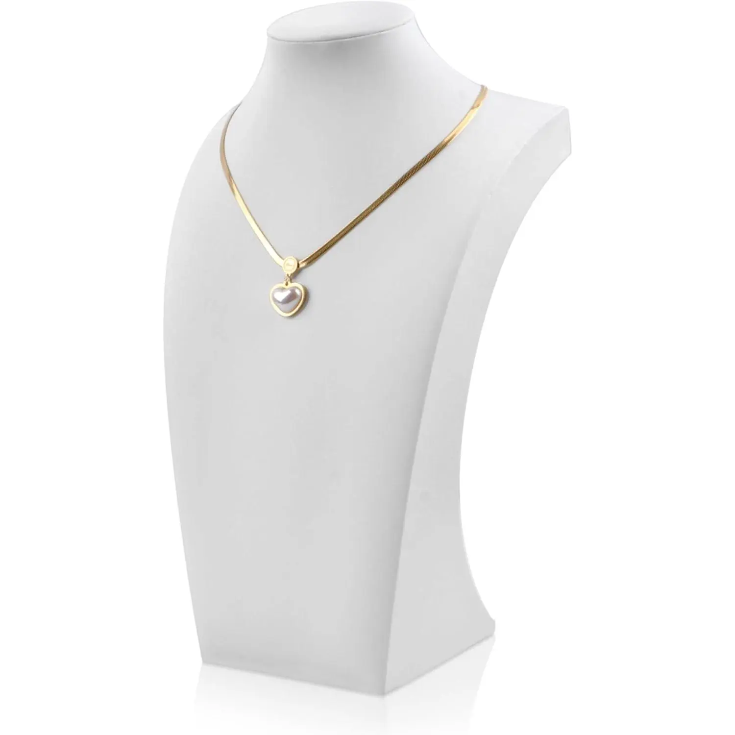 Necklace Display Bust, PU Leather 13.4 x 8.2 Inches, White | Jewelry bust stand for photography, boutique display, and home organisation