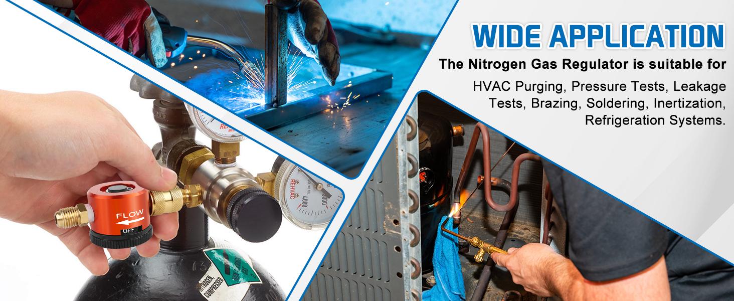 HVAC Nitrogen Regulator, Nitrogen Purge Tool, 1/4'' Flare Fitting Nitrogen Purging Regulator, Nitrogen Removal Flow Tool