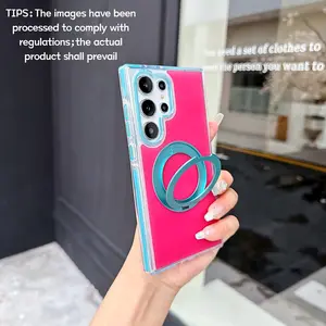 Matte Starlight Color-Blocking & Stand Phone Case for Samsung Galaxy S24/S25/S26 Plus/Ultra, Magnetic + Stand 2-in-1, eliminating the need for separate car mounts and wireless charging accessories, stylish protective case, uniquely designed for daily use