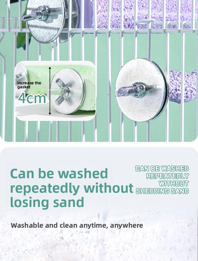 Parrot Perch Toy Bird Cage Accessories Durable Claw Grinding Stick for Parakeets Budgies Conures Washable Sandpaper Perch Stand Cage Supplies Bird Toys