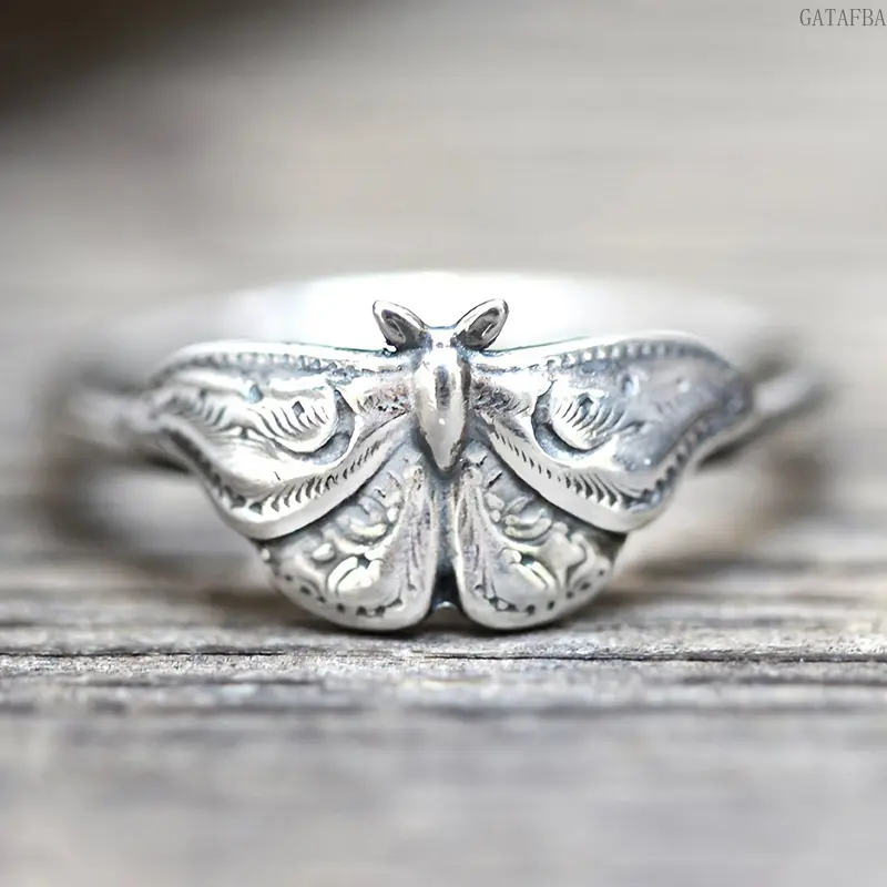 Vintage Oil-Coated Rings for Women, Unique Irregular Butterfly and Moth Wing Jewelry Accessories