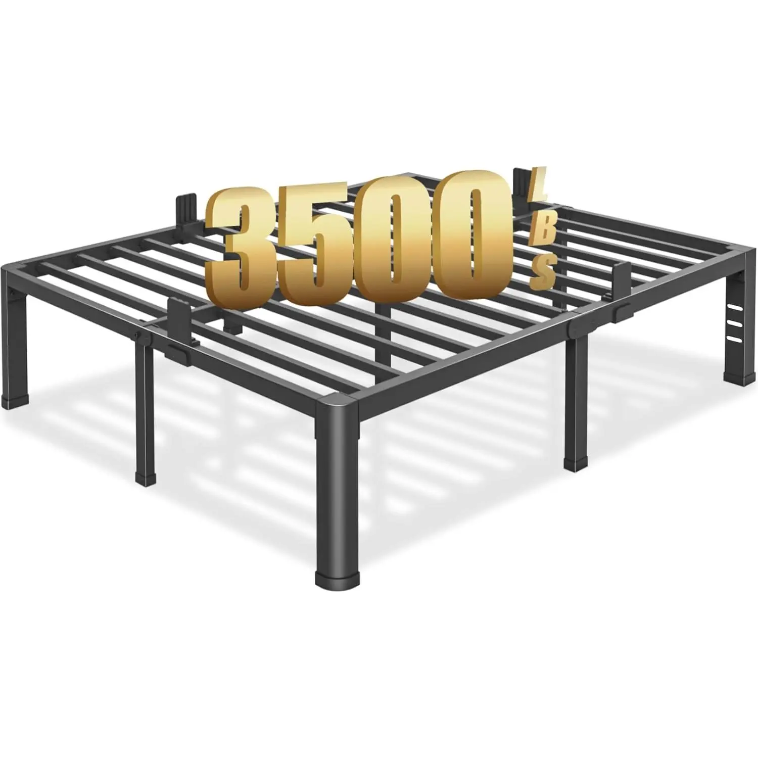 18 inch Queen Bed Frame with Round Corner Legs and Headboard Hole Mattress Slide Stopper 3500 lbs Heavy Duty Metal Platform,Steel Slats Support,No Box Spring Needed,Easy Assembly,Noise Free