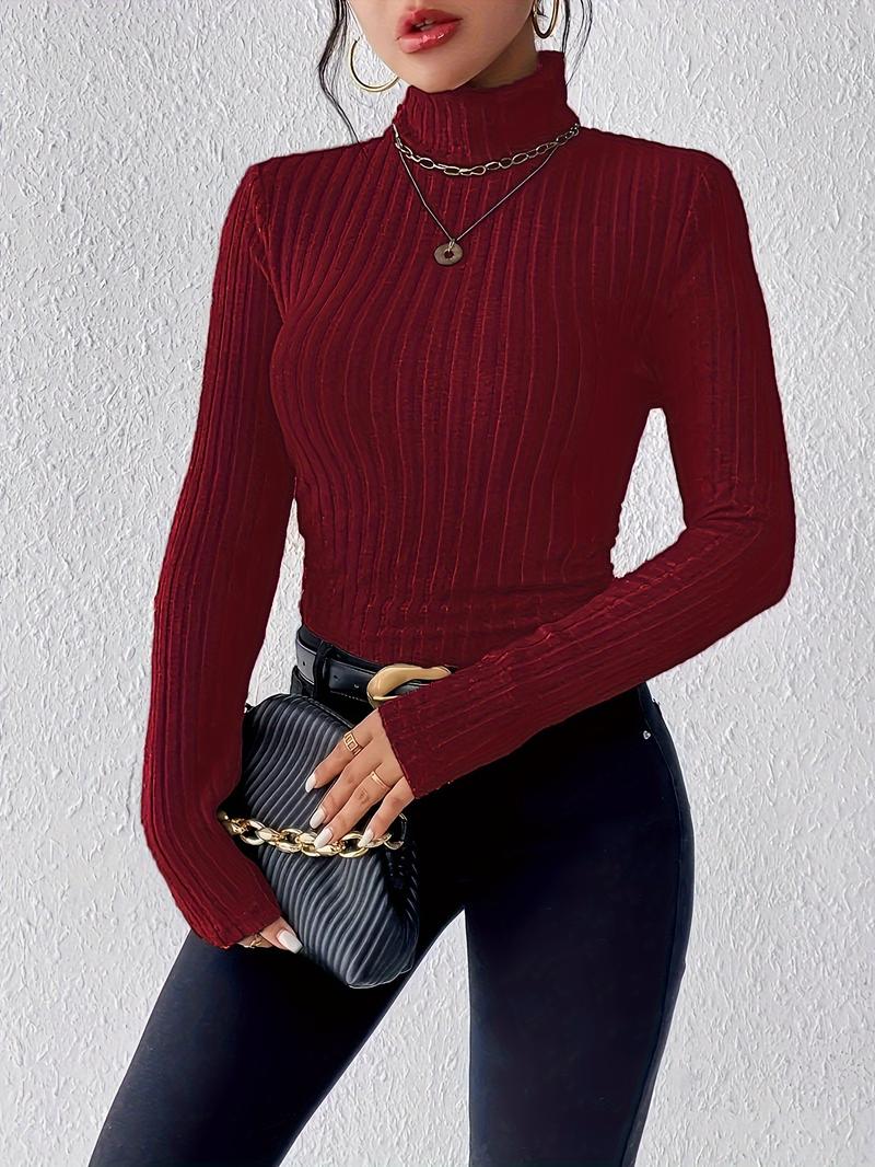 3-Pack Women's Ribbed Turtleneck Long Sleeve T-Shirts Casual Solid Color Knit Fabric Tops Polyester 95% Elastane 5% Regular Length High Neck for Fall/Winter Basic Minimalist Red 3-Pack Women's Ribbed Turtleneck Long Sleeve T-Shirts Casual Solid Color Knit Fabric Tops Polyester 95% Elastane 5% Regular Length High Neck for Fall/Winter Basic Minimalist Red