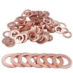 100 count M10 Copper Washer Flat Washer, Copper Gasket Kit Metric Sealing Washer Ring - I.D 10mm, O.D 16mm