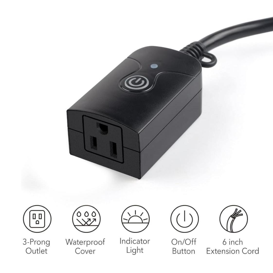 Outdoor Indoor  Remote Control 3-Prong Outlet Weatherproof Heavy Duty 15 A Compact 1 Remote 1 Outlet with Remote 6-inch Cord 100ft Range ETL Listed ( Included)