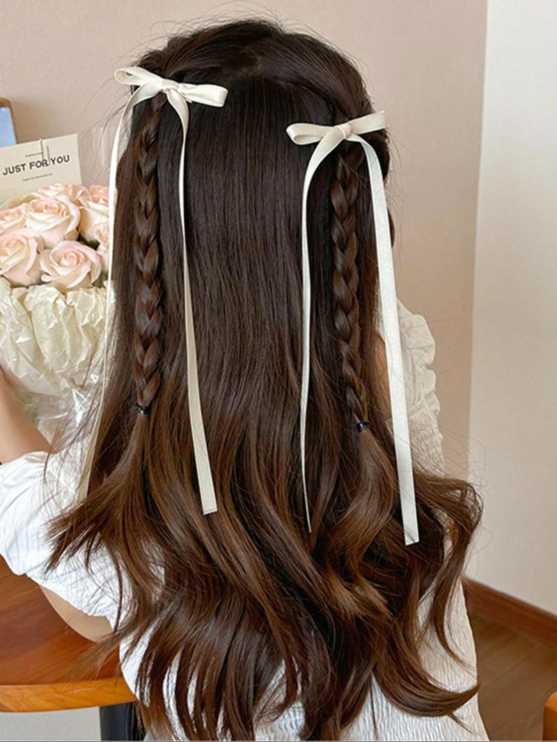 10pcs Women Polyester Colorful Bow Hair Clips, Lace, Elegant, Ballet, Y2K Fairy Hair Accessories, Suitable For Daily Use Claw Clips Hair Claws Hair Barrettes, School Stuff, College, Bows, Cute