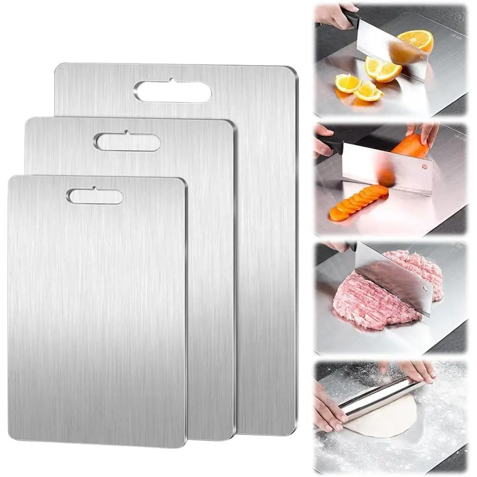 Titanium Cutting Boards, New 100% Pure Titanium Cutting Boards for Kitchen, Double-Sided Food Grade Cutting Board, Chopping Boards Cutting Mat for Meat Fruit & vegetable(13 x 9 in)