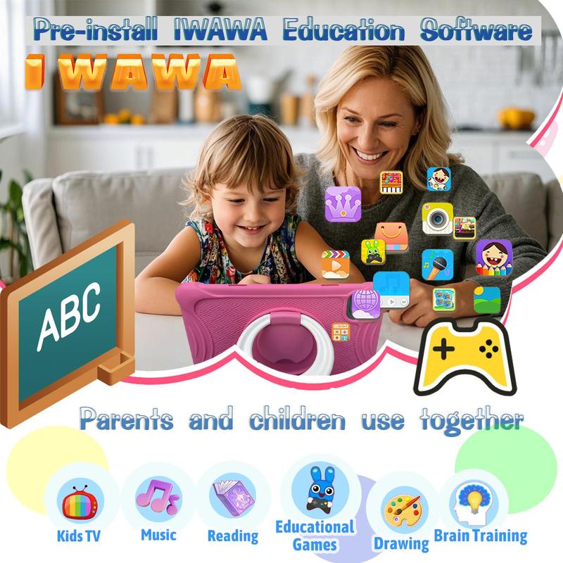 10.1 Inch Tablet, Android Tablet with Parental Control Function, Educational & Entertainment Tablet with Silicone Case, Ideal Gift Choice