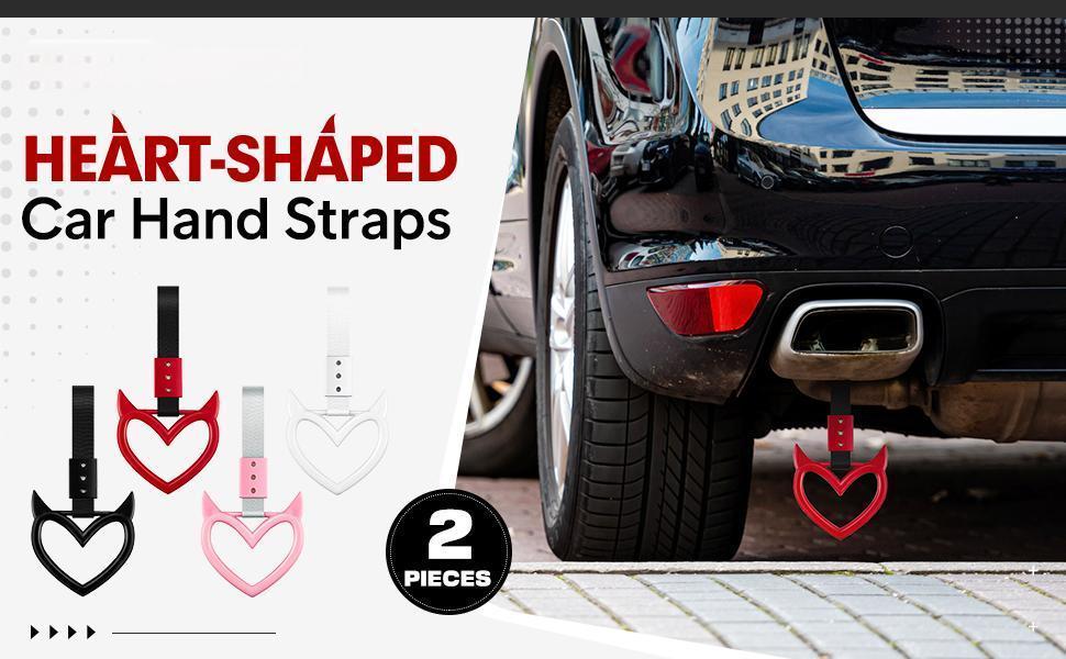 2 Pieces Heart Handle Keychains Car Accessory Heart Hand Strap Drift Charm for Car Interior Exterior Decoration(Red,Devil Style) jdm  accessories heart ring
