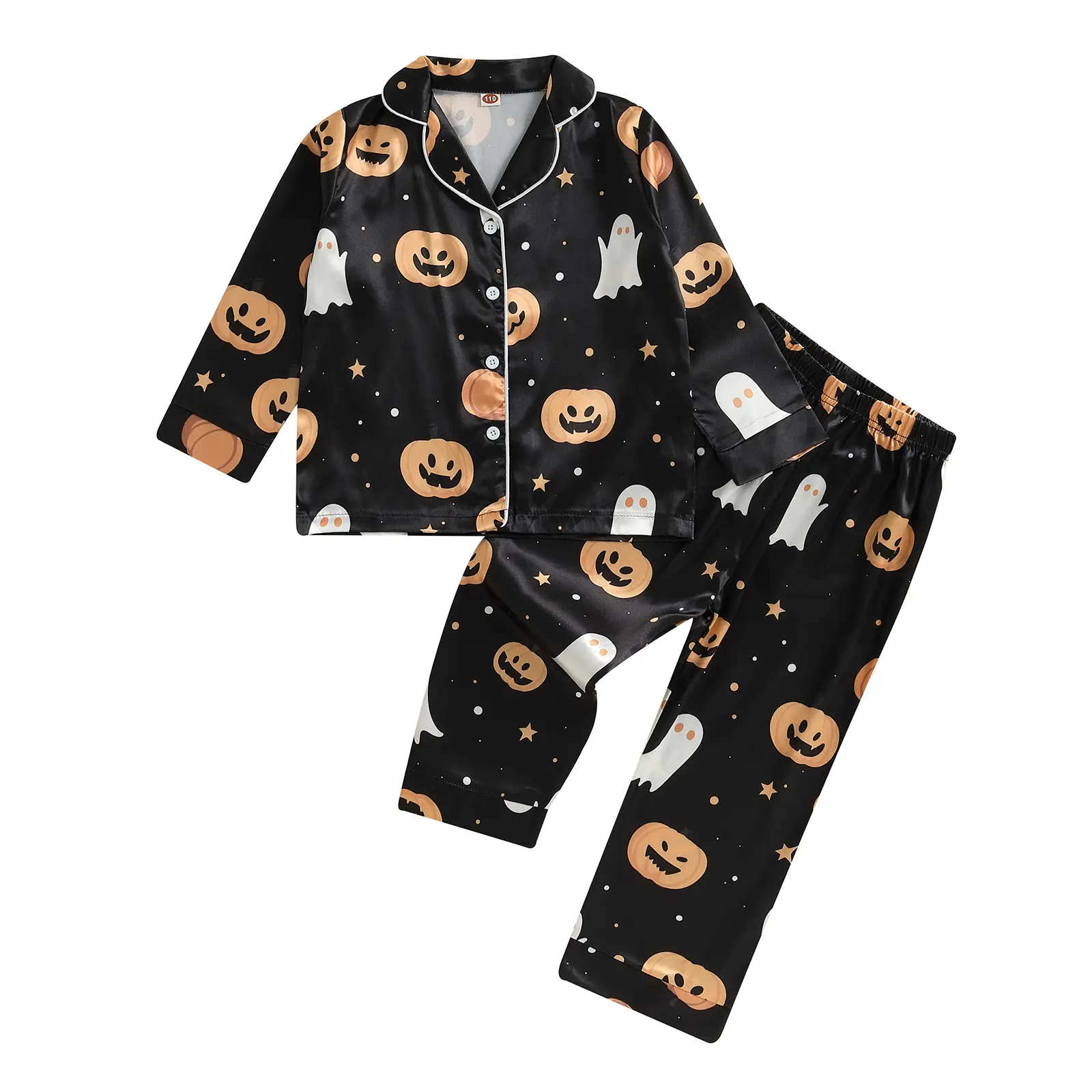 Ma&Baby Toddlers Halloween Pajamas Baby Kids Boy Girl Pumpkin Pajama Set Ghost Pjs Jammies Button Down Lounge Sleepwear
