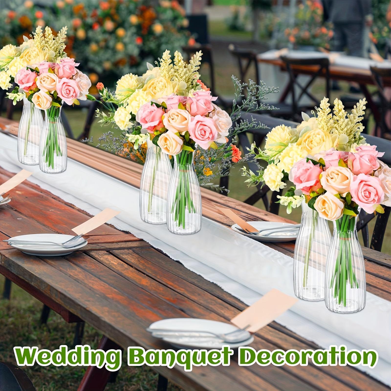 20 Piece Plastic Striped Vase Set Transparent DIY Floral Arrangement Creative Decor for Home Table Wedding Party and Holiday Decoration