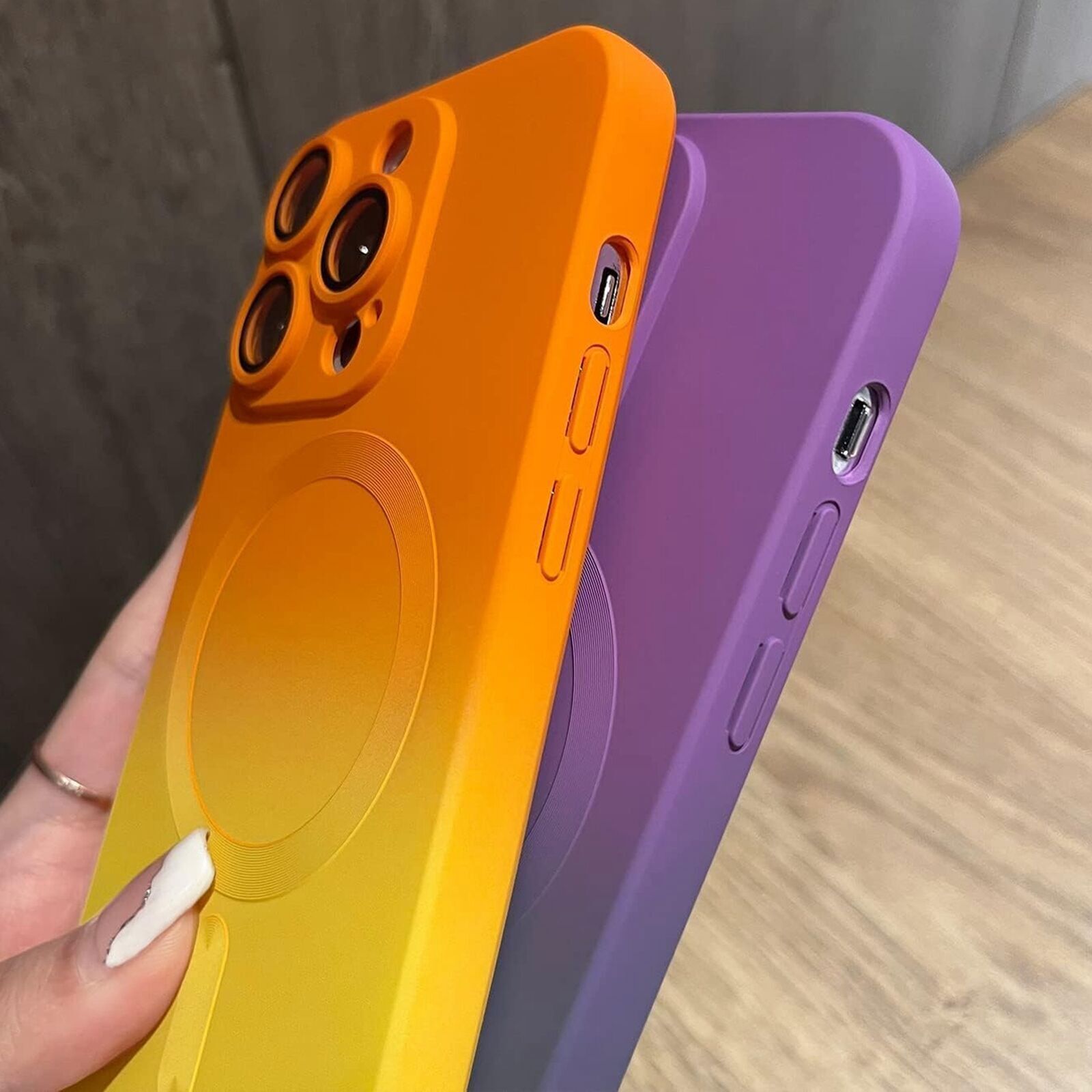 [Free !ship] For iPhone 17 Pro Max Air 17 Pro 17 For iPhone 16 15 14 13 12 Pro Max Gradient Rainbow Magnetic Lightweight  Soft Silicone Case + Camera Lens Protector For MagSafe Support Wireless Charging