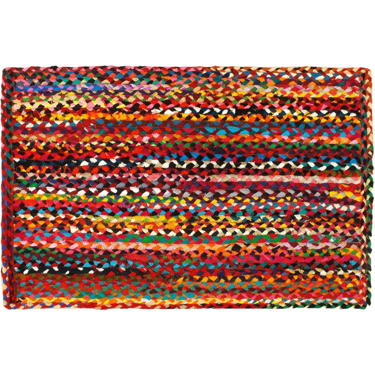 Chindi Braid Rag Rug - 2x3 ft Multi Color Handwoven Area Rug | Boho  Reversible Throw Rug - Recycled  Yarn Accent Carpet for Living Room, Bedroom, Entryway & Dorm Décor