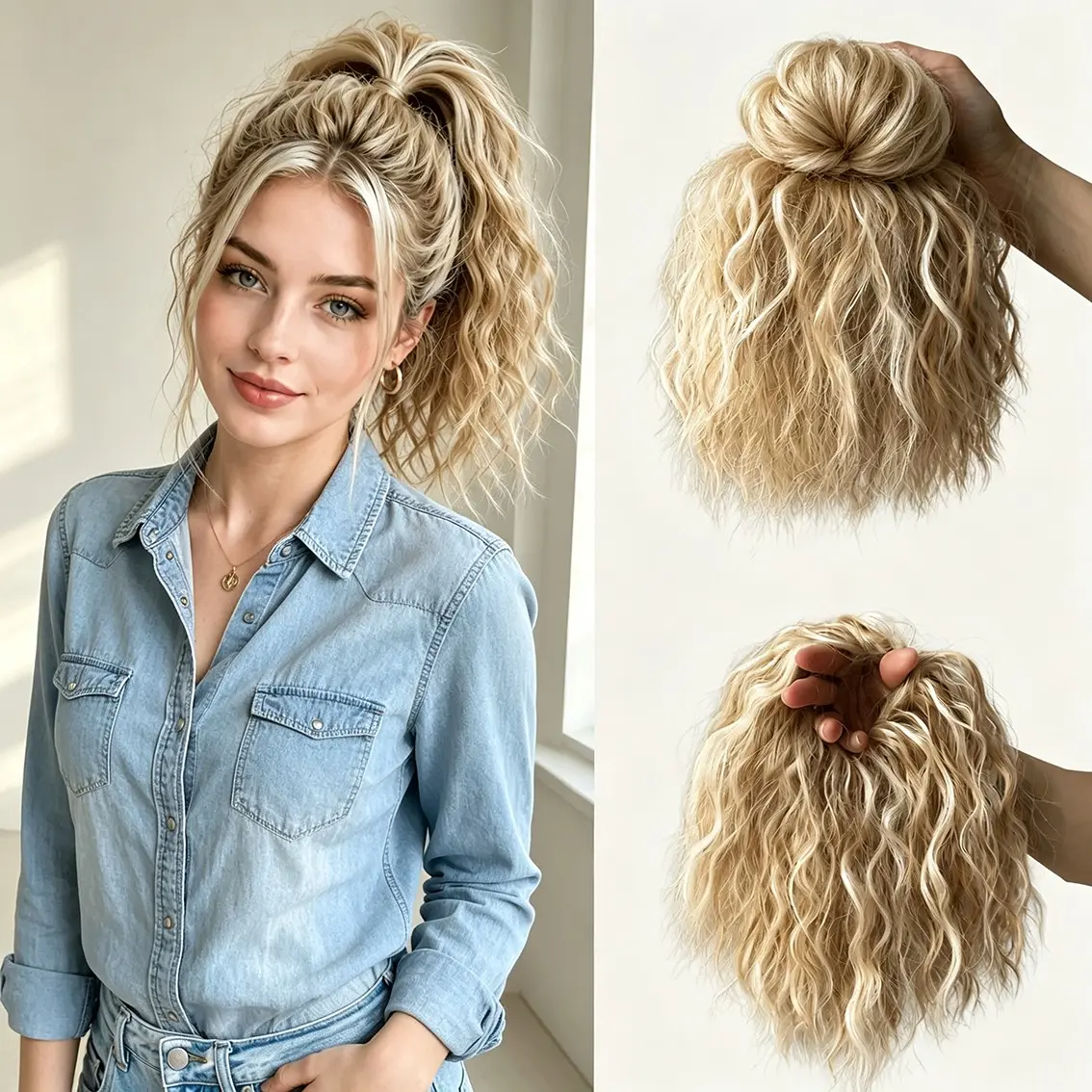 Asian Style Woolen Latin Roll Bob Wigs for Women, Hot Girl Voluminous High Crown Hair Pack, Lazy Person Hairstyling Tool
