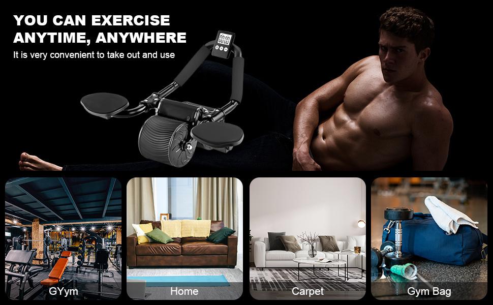 Elbow Support Automatic Rebound Abdominal Wheel,Ab Roller for Abdominal Exercise Machine,Dolly Core Strengthening Trainer Fitness Belly Training Ab Roller