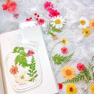 Transparent Dried Flower Bookmarks, 40Pcs Dried Flower Bookmark Kit, Handmade Dried Flower Bookmarks, Handmade DIY Transparent Beautiful Flower Page Bookmarks
