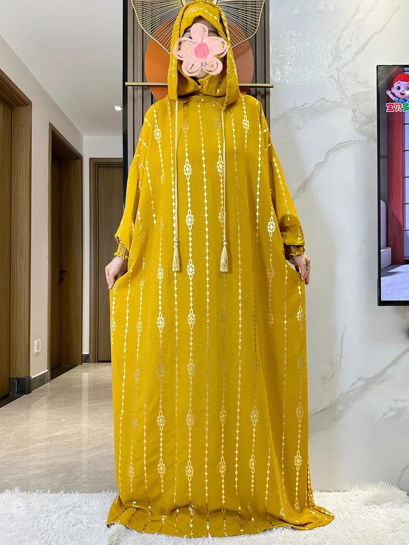 Islamic Abaya Kaftan Dress for Women 100% Cotton Soft Double Hat Cape Style Dubai Turkish Design Modest Outfit for Ramadan & Eid Loose Fit Modesty Muslim Clothing