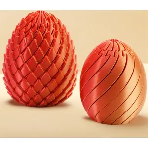 Twisty Fidget Egg Toys, 3D Printed Sensory Fidget Toys, Smooth Rotating Desk Fidget Toy, Quiet Stress Relief & Focus Fidget Toy (Gold Red)