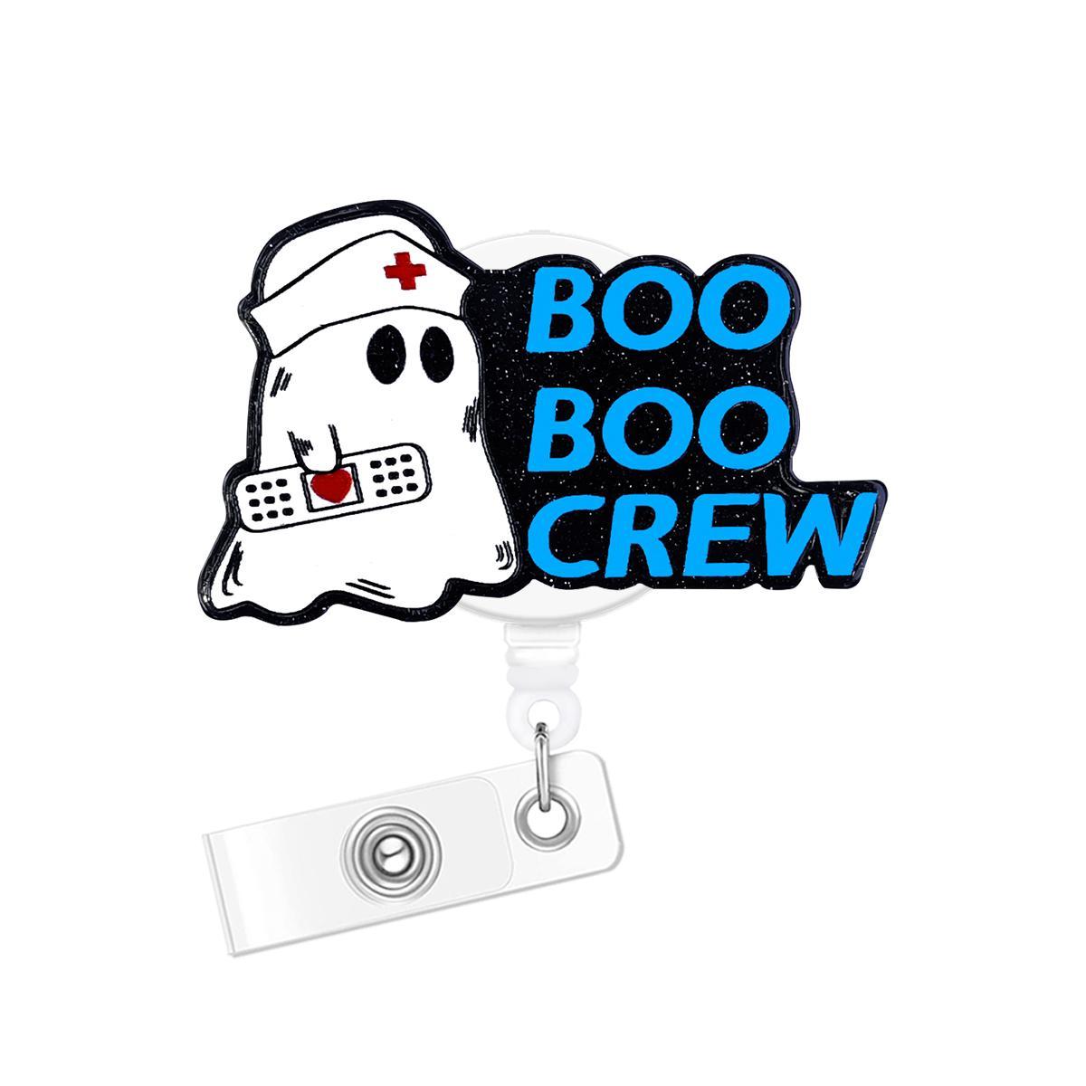 Cartoon Ghost Design Badge Holder, Badge Buddy Nursing, 1 Count Portable Glitter Retractable Badge Reel, Pocket Belt Clip for Nurse Doctor Student Worker Volunteer, Boyfriend Gift, Badge Reels Retractable, Medical Badge Holder