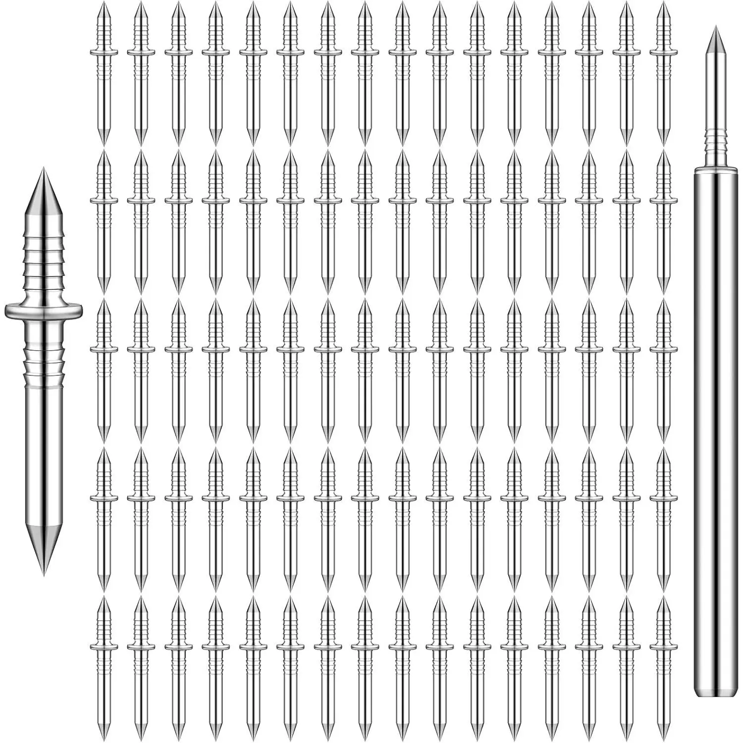 100 PCS Double-Headed Baseboard Nails, Invisible Solid Wood Fasteners with Sleeve Tool for Seamless Finishing