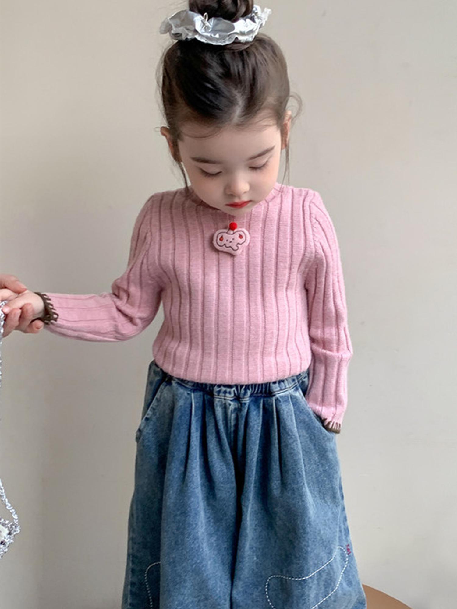 Girls' Thickened Turtleneck Sweater - Slim Fit Winter Warm Base Layer, Cute Solid Color Sweaters for Uniforms & Layering, Hand Washable Cold Weather Sweating Less for (for easy Outfits)