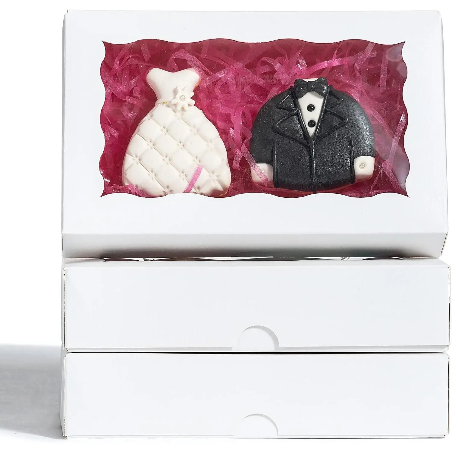 12 Pack Cookies Boxes Assembly Pop-up 7" x 4 3/8" x 1 1/2" White Bakery Boxes,Pastry Boxes,Dessert Boxes,Donuts Boxes