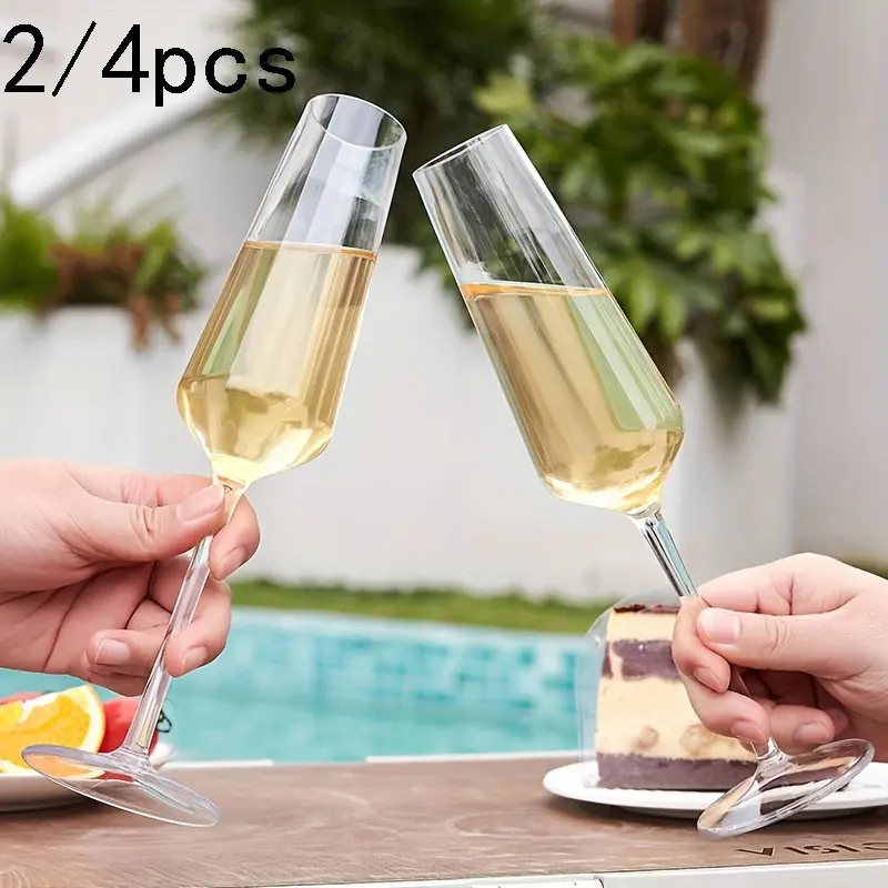 Elegant Crystal Champagne Flutes, Transparent Prosecco Glasses, Perfect for Weddings, Birthdays, Home Bars, Dining Tables, 2/4pcs Set, Drinking Glasses Set