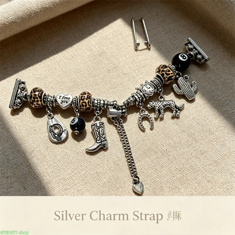 Bohemian-style watch band compatible with Apple Watch (38–49mm); bracelet-style strap featuring charm accents; smartwatch accessory. homedecor