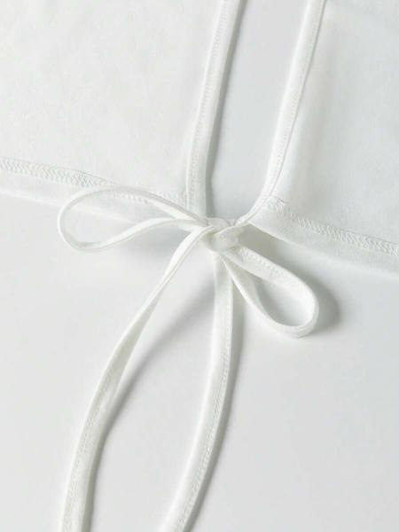 Women's Knitted Round Neck Drop Shoulder Sleeve T-Shirt, Fashion Casual Asymmetrical Criss Cross Back Tie Top, Spring & Fall Wear